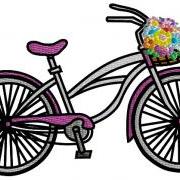 Bicycle With Flower basket Machine Embroidery Pattern